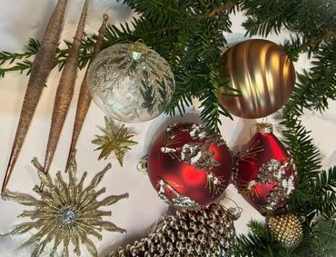 Glass ornament collection of rustic elegance for your Christmas tree.