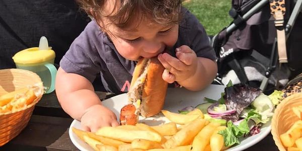 Pub food, hotdog and chips