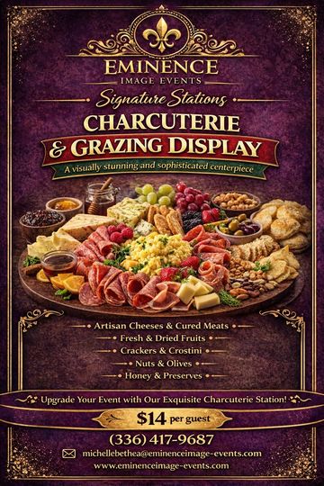 Elegant charcuterie and grazing display event by Eminence Image Events.