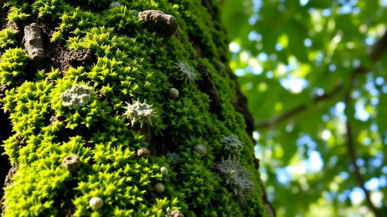 Tree in Fredericton covered with lichens and mosses
