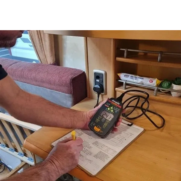 Motorhome habitation check. Caravan service. Motorhome electrics.