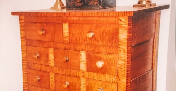 18th & 19th Reproduction Furniture made with book matched tiger maple wood. 