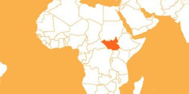 Map of Africa showing South Sudan