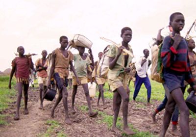 South Sudanese refugees fleeing their homeland due to civil war