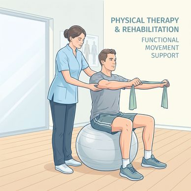 Fizik tedavi seansında egzersiz eşliğinde rehabilitasyon uygulaması