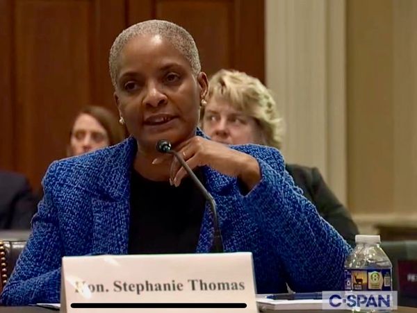 Hon. Stephanie Thomas speaking at a formal hearing with C-SPAN coverage.