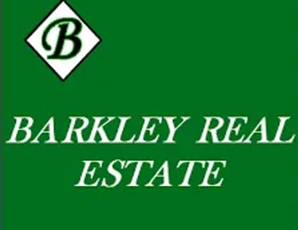 Logo for Barkley Real Estate with green background and white text.