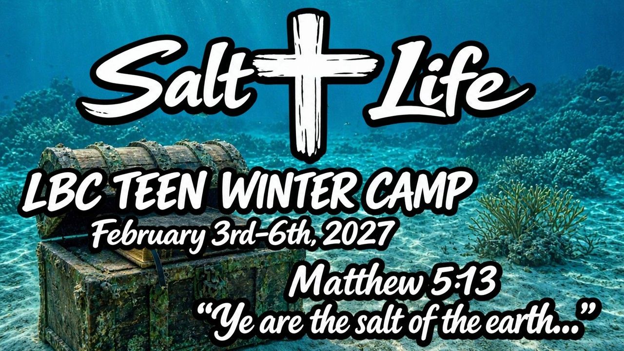 Underwater treasure chest with text about Salt Life teen winter camp.
