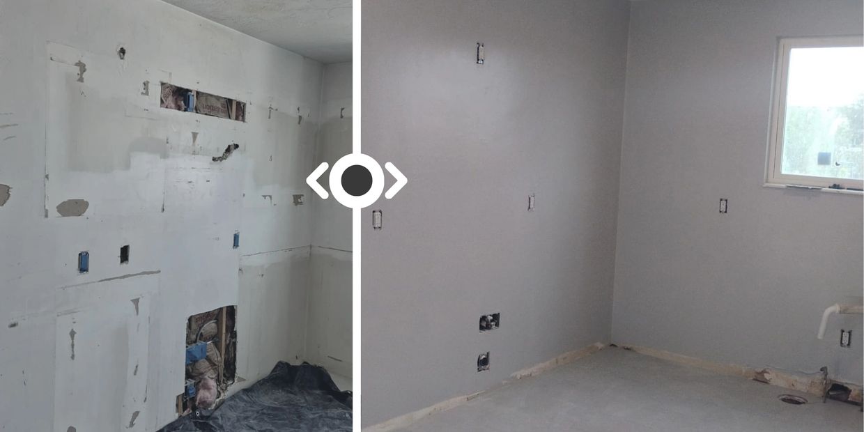 Our team at DR Home Services transformed these damaged walls into a flawless, modern finish.