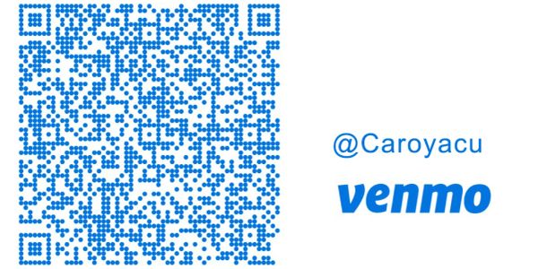 Blue QR code with Venmo handle @Caroyacu.