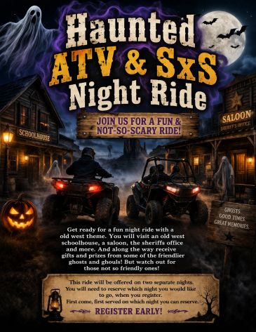 Poster for a haunted ATV and SxS night ride event.