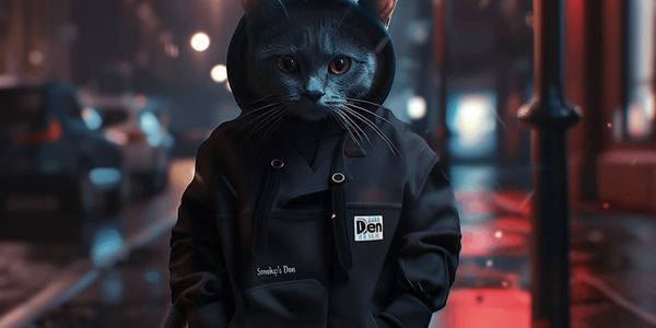Smokey the Blue Russian going incognito in a black hoodie