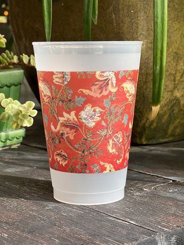 Shatterproof Frost Flex Cup 20 ounce orange floral 