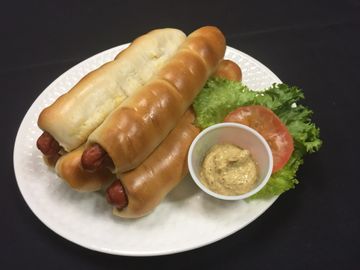 Bagel Dog - Boars Head all beef hot dog wrapped in bagel dough