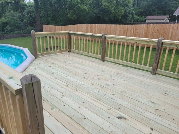 New pool deck installation in Sand Springs, OK. 