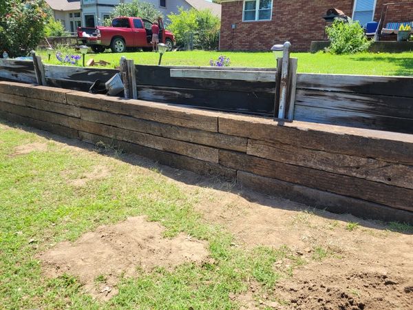 Retaining wall repair in Mannford, OK. 
