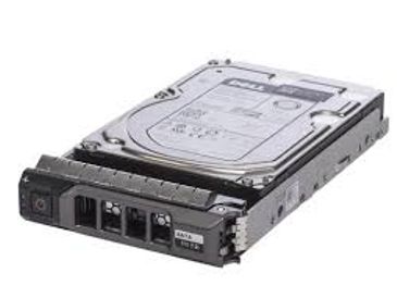 A server hard drive with a black front panel and connectors.