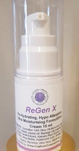 Bottle of ReGen X moisturizing foam with white pump.