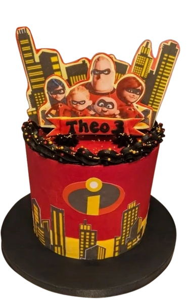 Incredibles buttercream birthday cake
