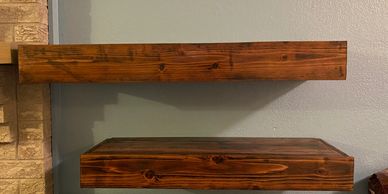 Custom made floating wood shelves