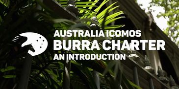 Australia ICOMOS Burra Charter introduction title over leafy background.