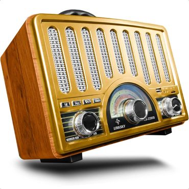 Rádio Vintage Retrô Portátil Bluetooth Multifuncional Controle Am/Fm/Sw Tf/Usb/Leitor De Mp