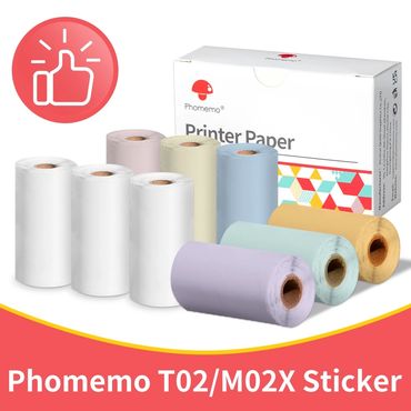 Phomemo 3 Rolos Autocolante Transparente Papel Térmico Para T02 M02X Rótulo Textos Fotográficos De B