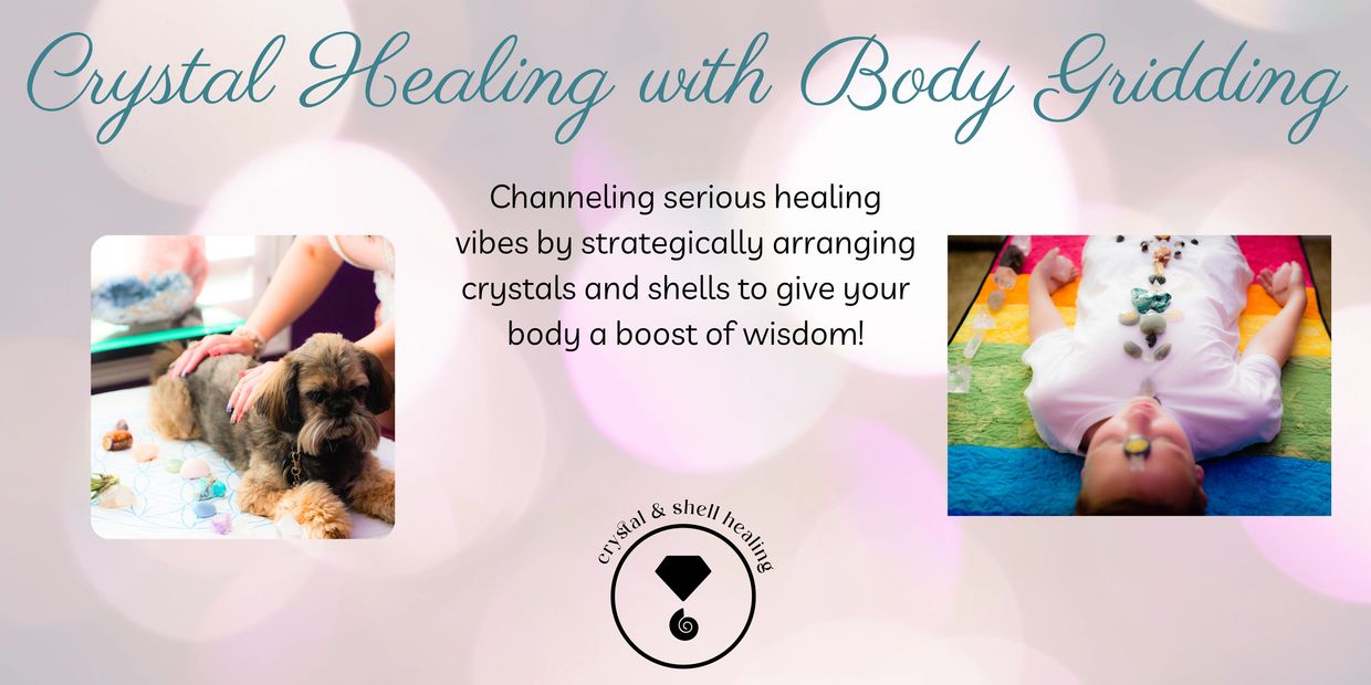 Healing with crystals and seashells banner