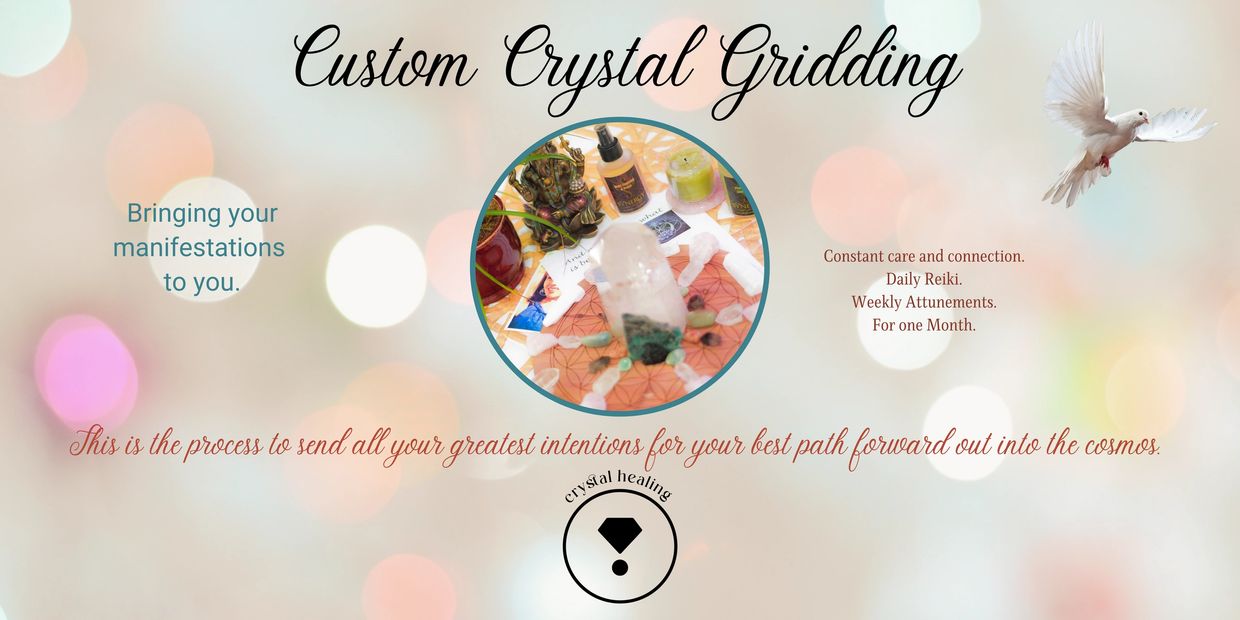 crystal grid with reiki energy, affirmations to heal, heal with crystals, manifesting with crystals