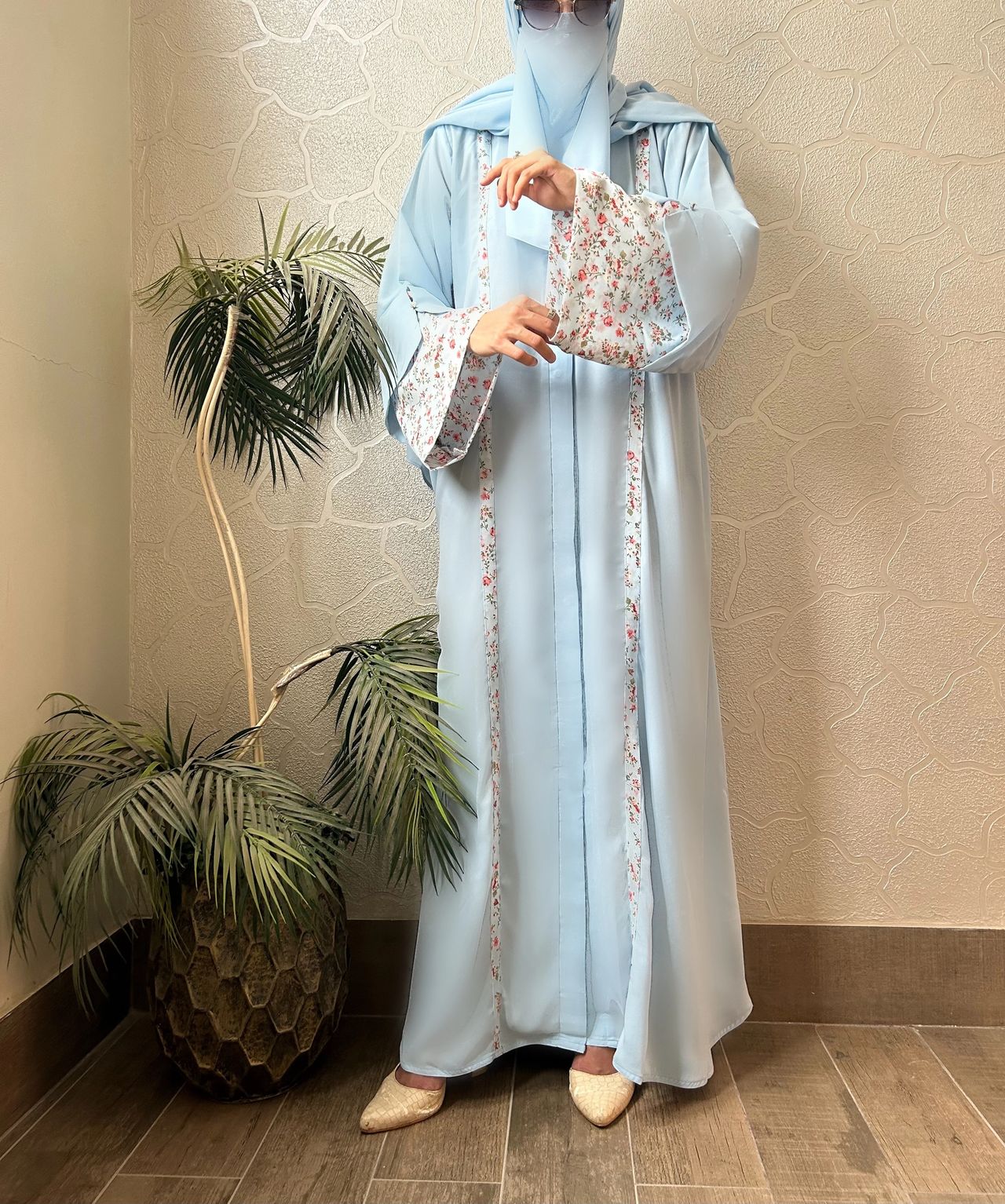 Blue abaya design online in Pakistan