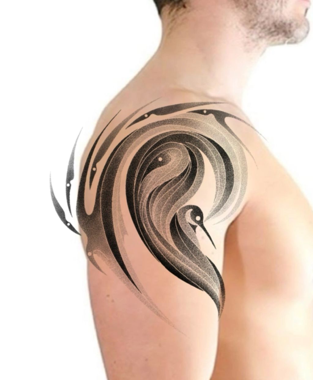 Abstract bird shoulder cap available tattoo design