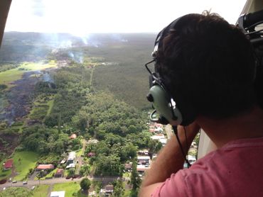 Kilauea Volcano, Hawaii
Cameraman John Varga filming from helicopter for
CBS Network 