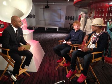 CBS Kevin Frazier interveiws Ed Sheeran and Pharrell Williams.
Grammys Profile CBS
Camera John Varga