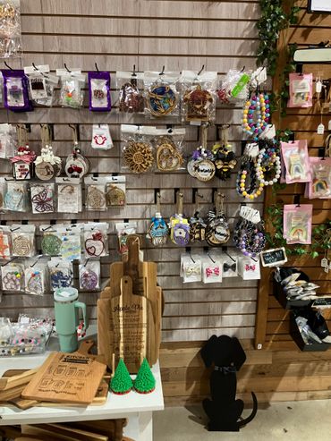 dog bows, wristlets, cutting boards, story cards, tumbler tags, 