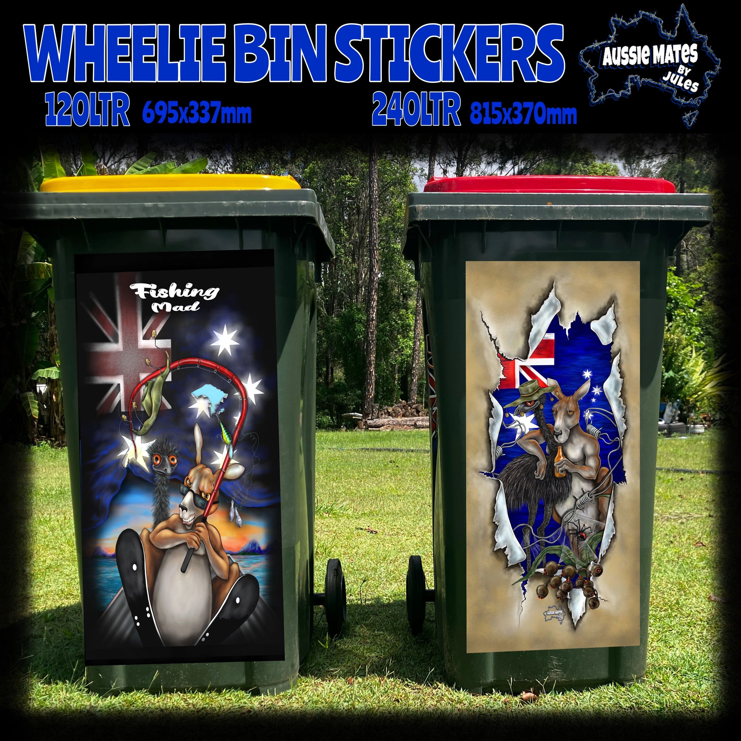 AUSSIE MATES Wheelie Bin Stickers 
