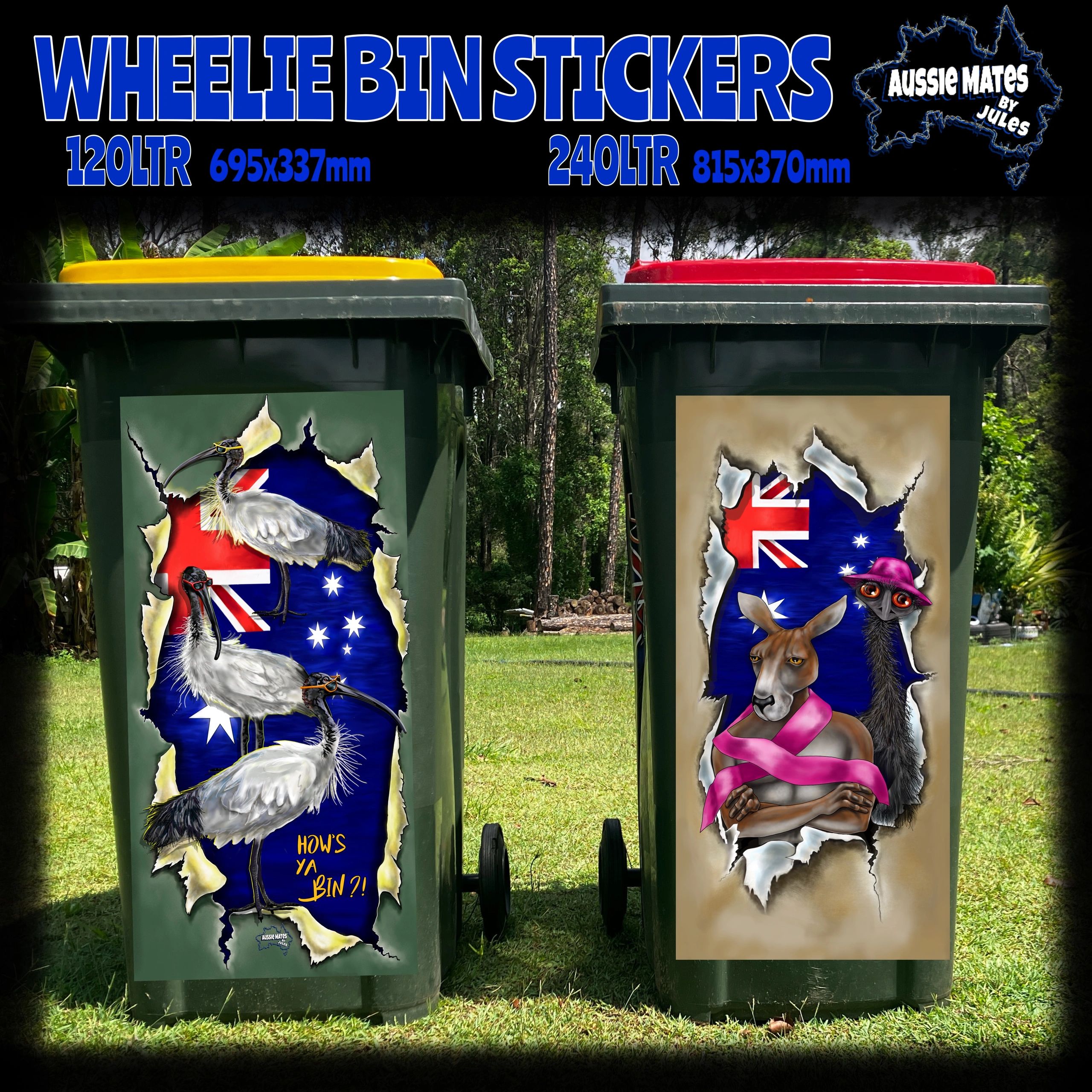 AUSSIE MATES Wheelie Bin Stickers 
