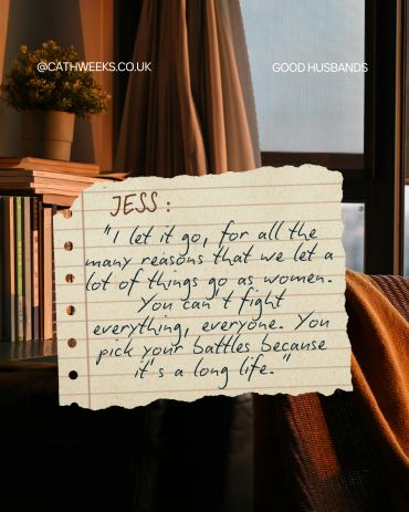 Quote from suspense novel Good Husbands, Cate Ray, about equality and marriage. 