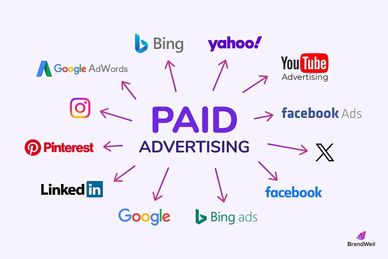 Diagram showing various platforms for paid advertising.