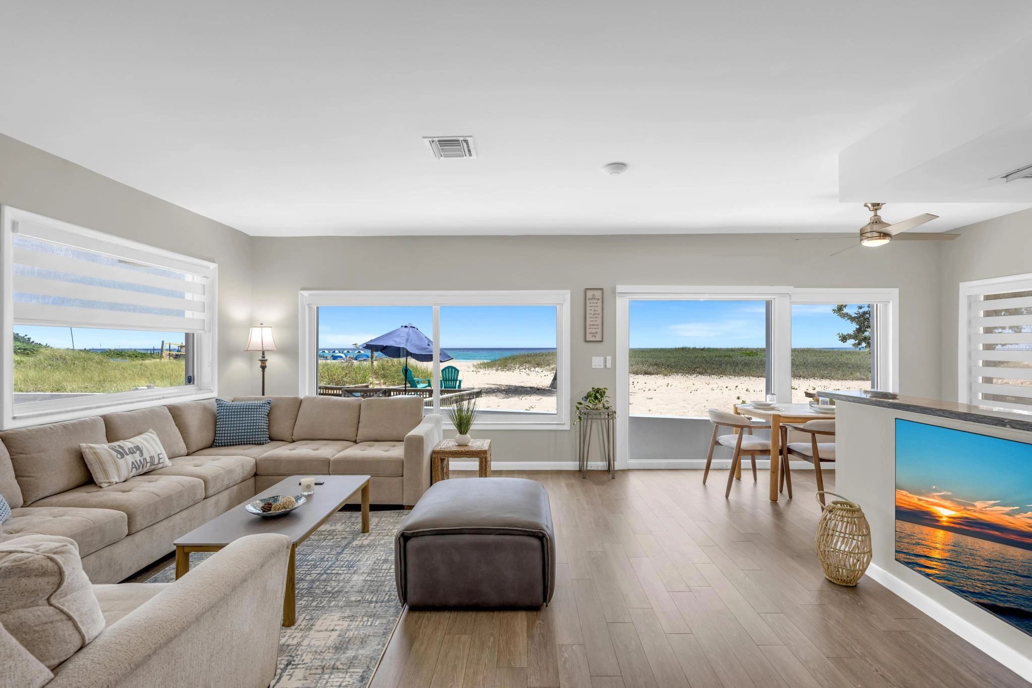 LaPlaya Unit 1A oceanfront living room