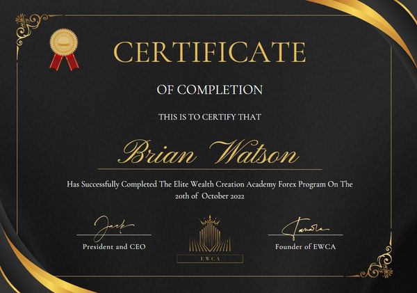 Certificate of completion for EWCA students