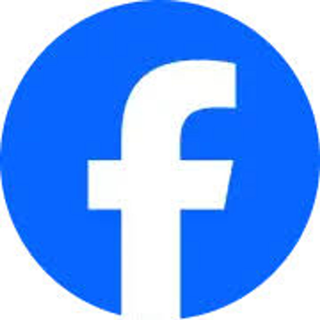 Facebook logo in blue circle.