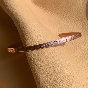 Copper bracelet 1/8" with texture. A true minimalist piece. Simple yet Striking. 