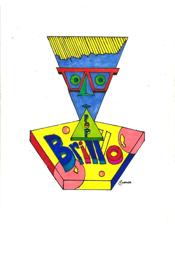 Blue Andy is a playful geometric portrait of Andy Warhol