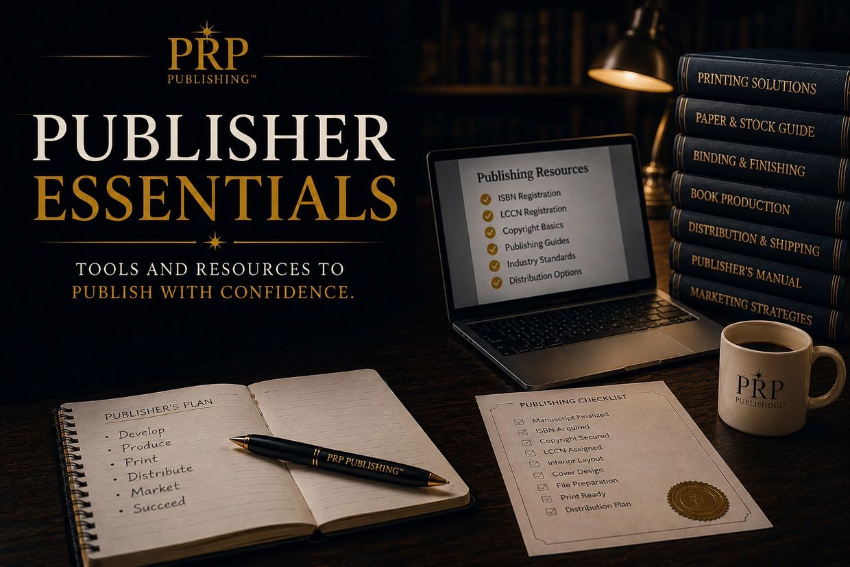 Workspace featuring publishing resources, checklist, and books for confident publishing.