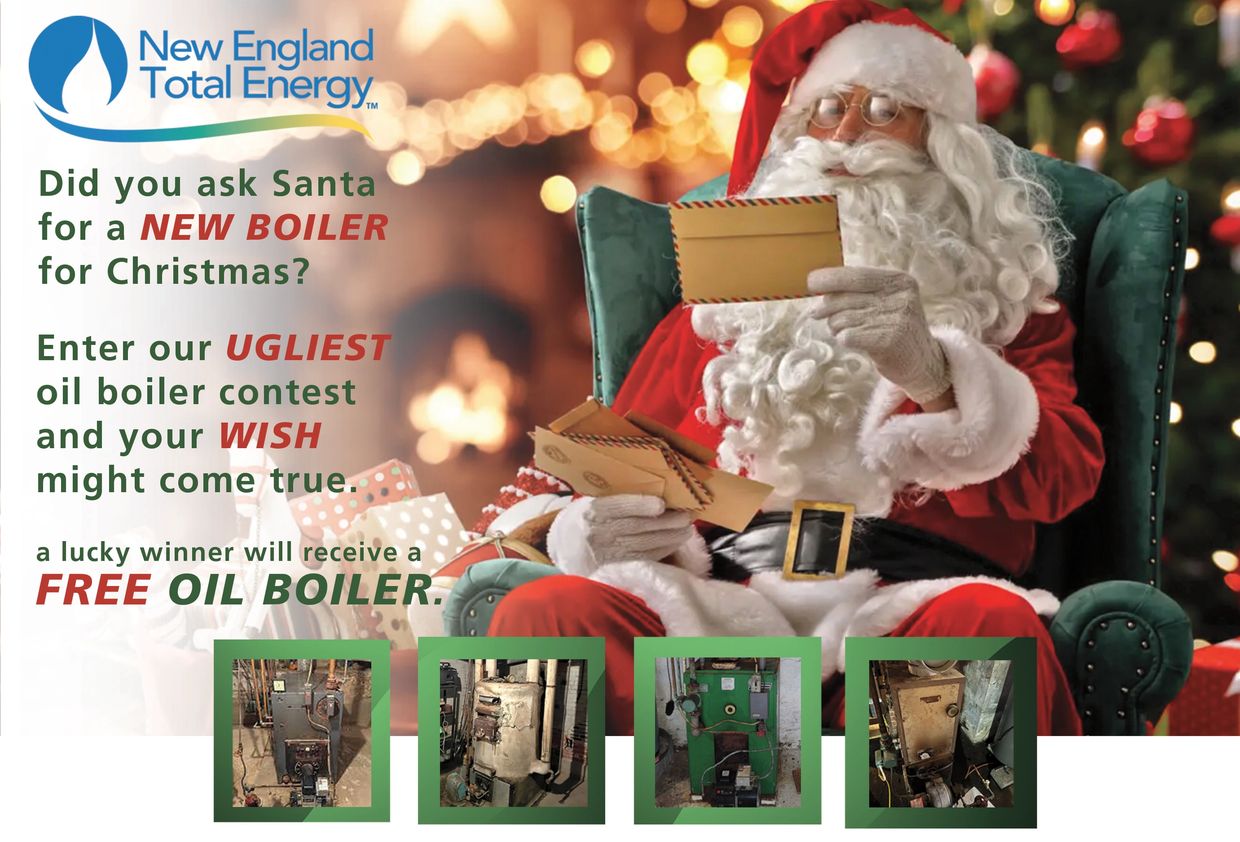 Santa reads letters in a contest for the ugliest oil boiler with a prize of a free new boiler.