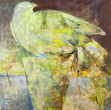 Osprey
acrylic, collage and mixed media on canvas. 18x18”, Endangered Series 2026