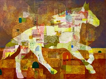 Shackleford Pony
 36x48” acrylic, collage and mixed media on canvas, 
Endangered Series 2026 