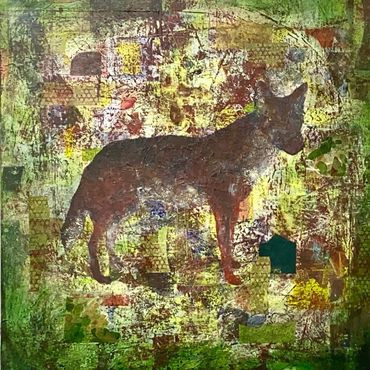 Red Wolf Reserve
acrylic, collage and mixed media on canvas. 24x24”, Endangered Series 2026