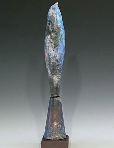 Take Flight #2, 17x2.5x2.5", saggar-fired ceramics, 2023