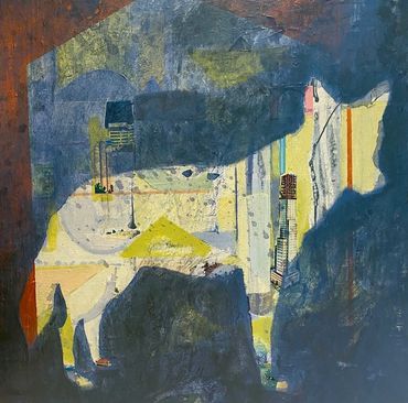 Red Wolf in the City
acrylic, collage and mixed media on canvas. 18x18”, Endangered Series 2026